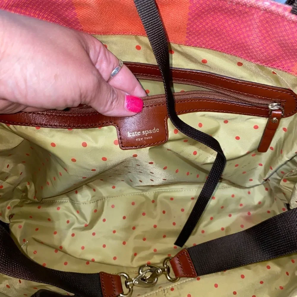 Kate Spade Pink Orange Plaid Large Victoria Baby Bag